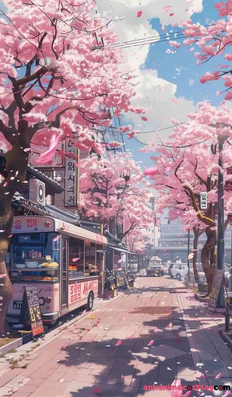 hình ảnh hoa anh đào anime phong cảnh